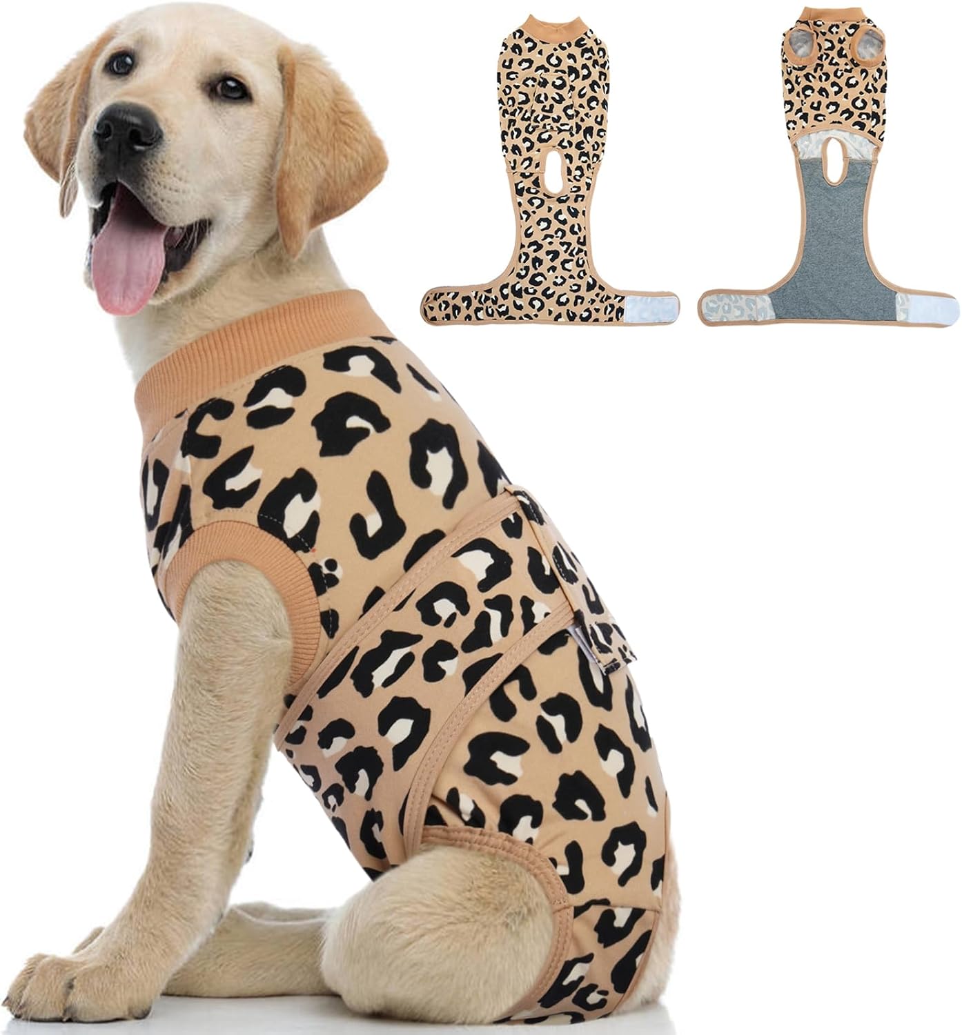 Kuoser Dog Recovery Suit for Dogs After Surgery,Professional Surgical Onesie for Female Male Dogs Spay Neuter,Soft Dog Surgery Suit Bodysuit for Abdominal Wounds Skin Disease,Coffee Leopard S