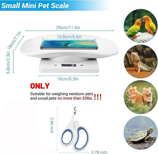 Puppy Scales for Weighing, Multi-Function LCD Digital Puppy Scale for whelping Dogs with 15 Puppy Collars,Tape Measure＆Nail Clipper, Baby Scales for Small Dogs Cats Crawl Pet, Capacity up to 33 lb