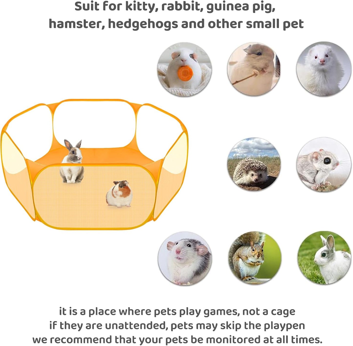 Amakunft Small Animals C&C Cage Tent, Breathable & Transparent Pet Playpen Pop Open Outdoor/Indoor Exercise Fence, Portable Yard Fence for Guinea Pig, Rabbits, Hamster, Chinchillas and Hedgehogs