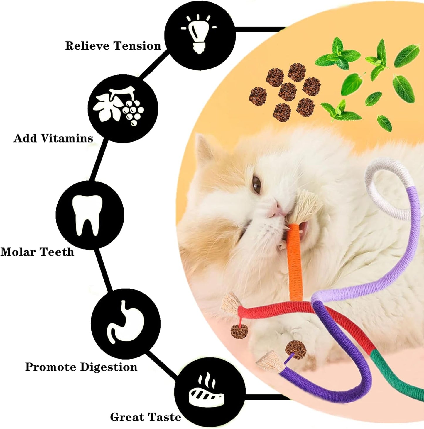 Cat Toys 12Pcs Catnip Toys for Indoor Kitten Cat Silvervine Chew Molar Scratch Cotton Rope Cleaning Teeth Dental Stick Treat Kitty Self Play Kick