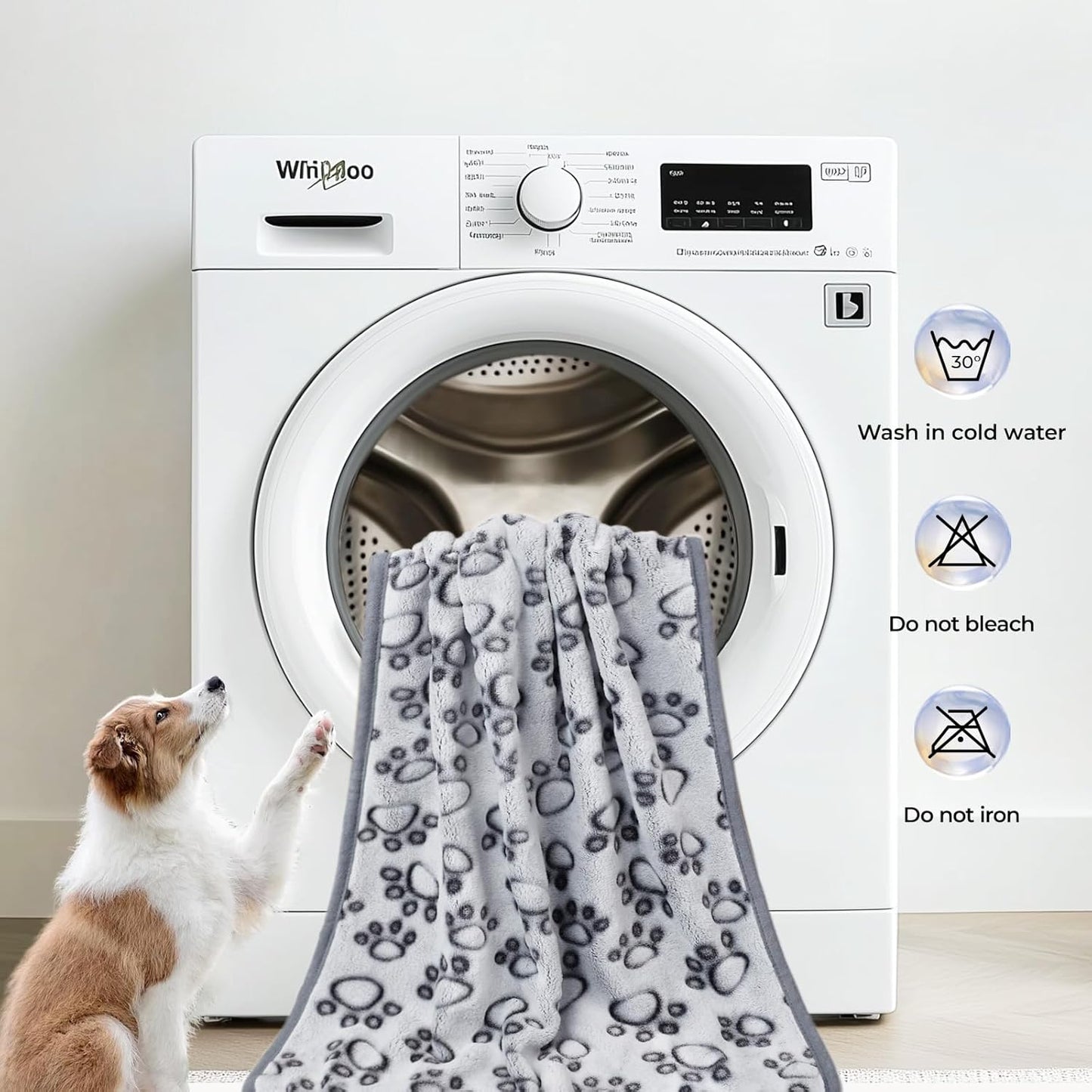 Luciphia Premium Soft Dog Blanket for Small Medium Large Dogs Washable 300GSM Fluffy Warm Fleece Puppy Cat Paw Print Pet Flannel Grey Paw L(41"x31")