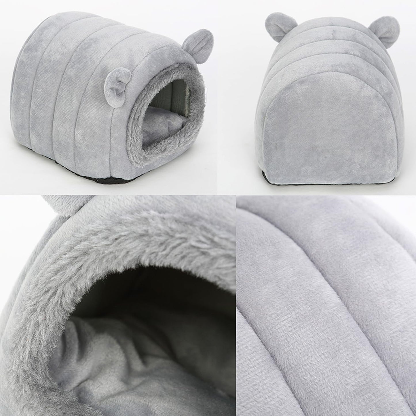 Hedgehog Bed Cave Nest Hideout, Hamster Guinea Pigs Small Animals Cage Supplies Warm House-Gray