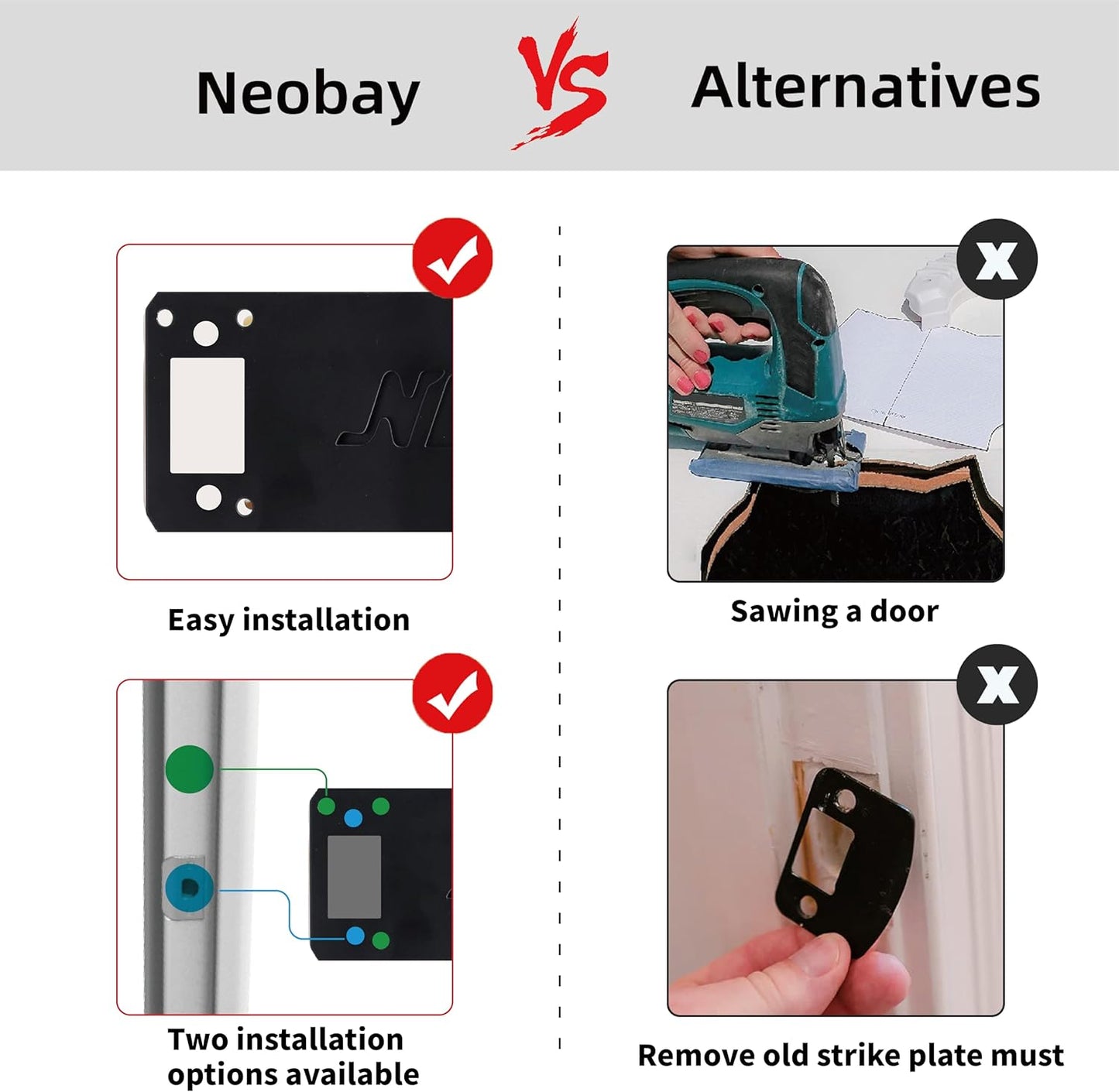 Cat Door Latch, Door Prop for Cats Keep Dogs Out of Cat Feeding Station & Litter Box, Cat Door Stopper with Silicone Anti-Collision Pad, Pet Door Interior Door Alternative, Steel Black