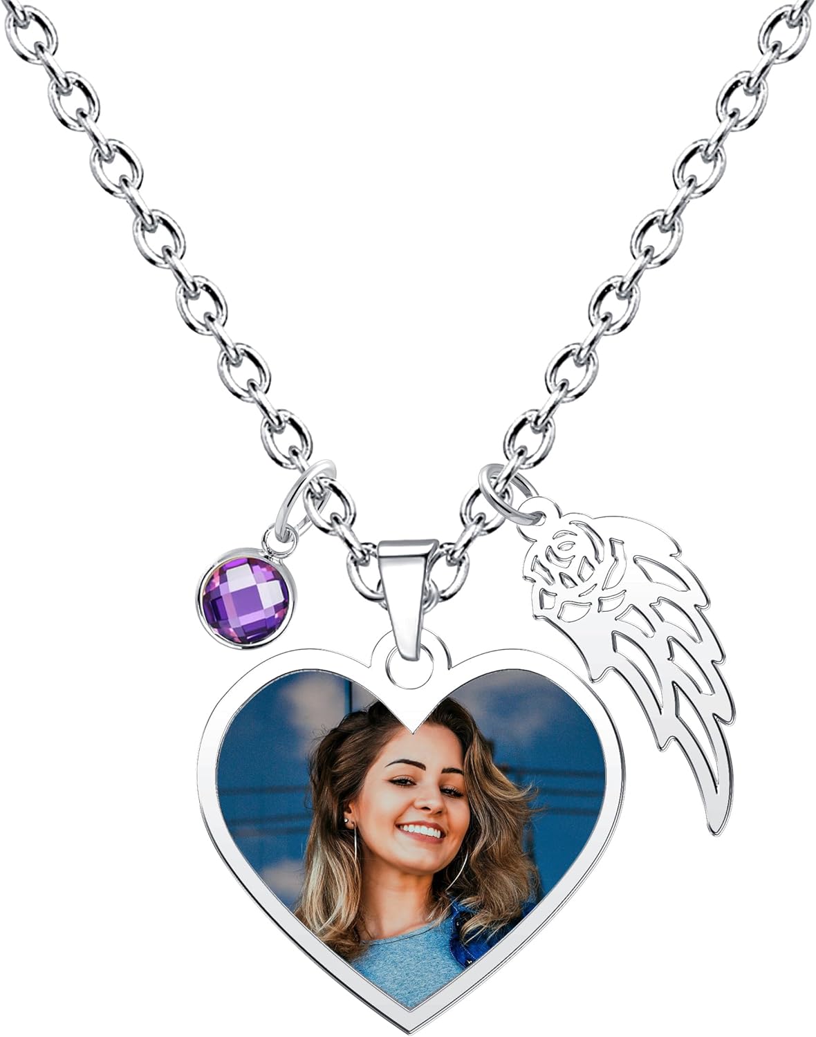 CharmSStory Personalized Photo Necklaces Custom Engraved Name Necklace Memory Keepsake Picture Necklace Pendant Customized Gifts for Women Men