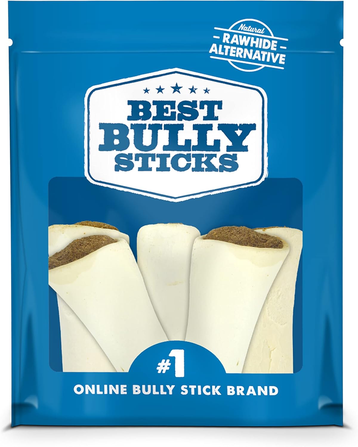 Best Bully Sticks Peanut Butter Filled Bones - 3-4 Inch 5 Count (Pack of 1) - Long Lasting, Refillable Stuffed Dog Bone Treats for Dogs