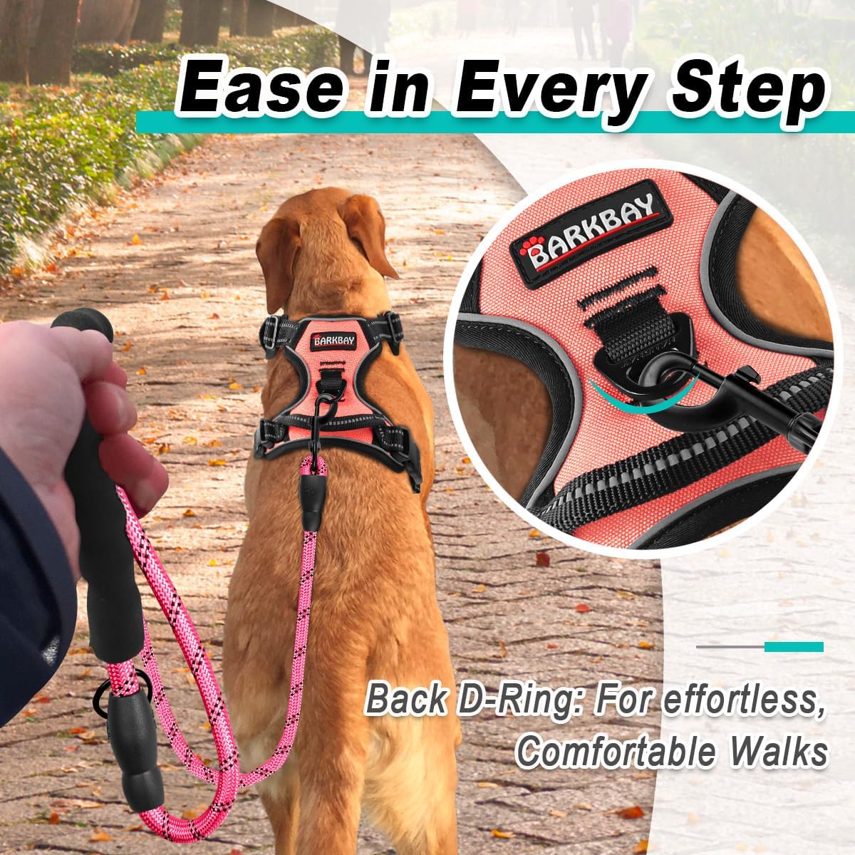 BARKBAY Dog Harness No Pull for Small Dogs - Adjustable, Reflective, Comfortable, No Choke, Heavy-Duty - Perfect for Outdoor Training, Walking, and Hiking - Strong & Durable - S & Light Pink