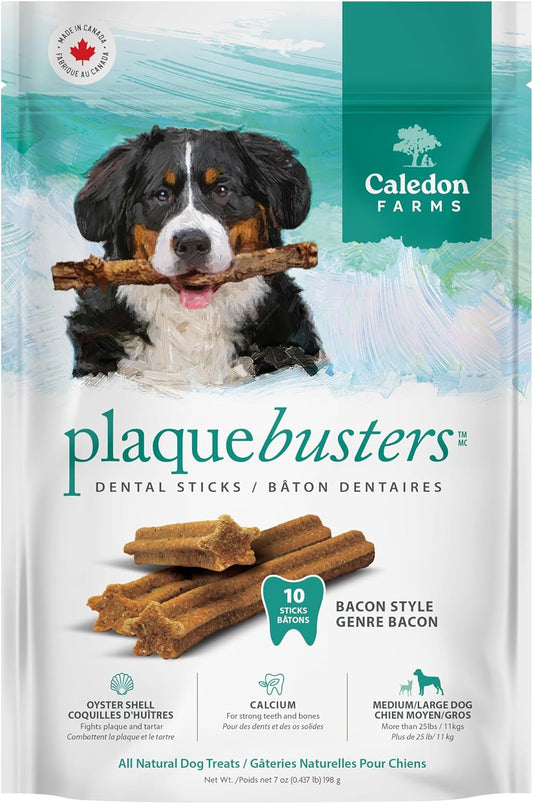 Caledon Farms Plaque Busters with Bacon Dog Treats: Grain Free, Gluten Free, No Additives, Colors or Preservatives, Brown 8 Count (Pack of 1)