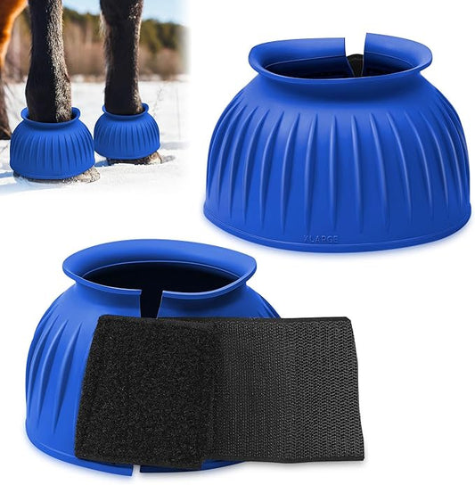 Abbylike Horse Bell Boots Protect Against Hoof Impact Trauma Rubber Bell Boots Horse Care for Turnout No Rub Design Comfort Quick Wrap Hook and Loop