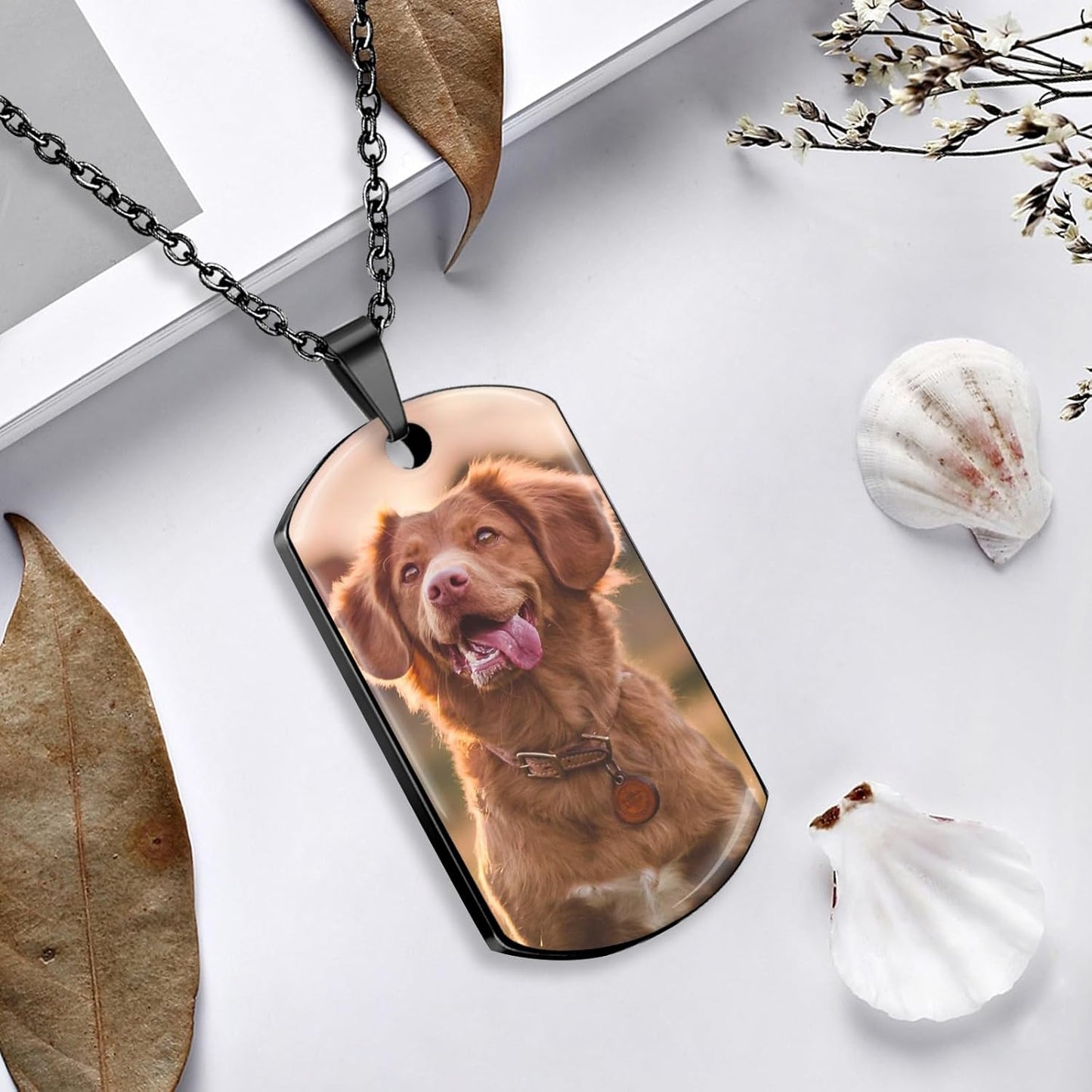 HJX Custom Dog Urn Necklaces for Ashes - Personalized Pet Cremation Jewelry for Ashes,Double-Sided Custom with Text Picture Memorial Gift for Pet Dogs Cats Ashes Necklace (Rectangle)