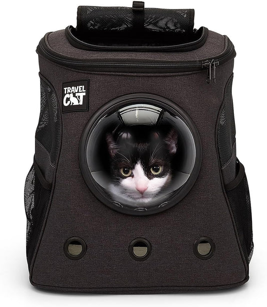 Fat Cat Backpack Carrier - Airline Approved Cat Carrier with Space Capsule Bubble for for Small Cats, Kitten - Premium Charcoal Cat Carrier Backpack for Outdoor, Travel, Hiking, Pet Supplies