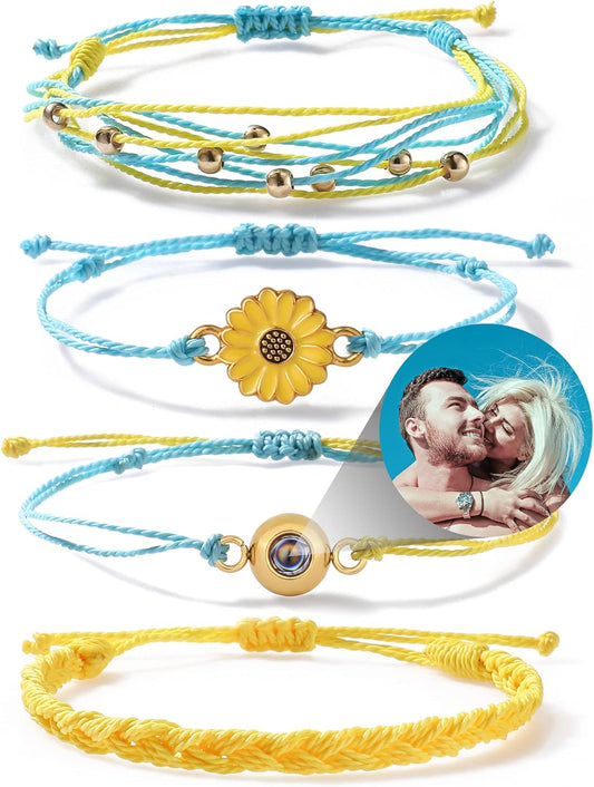 EMIRISTIC Custom Photo Bracelet - Personalized Picture Natural Stone Cuban Chain Bracelet - Any Special Day Gifts