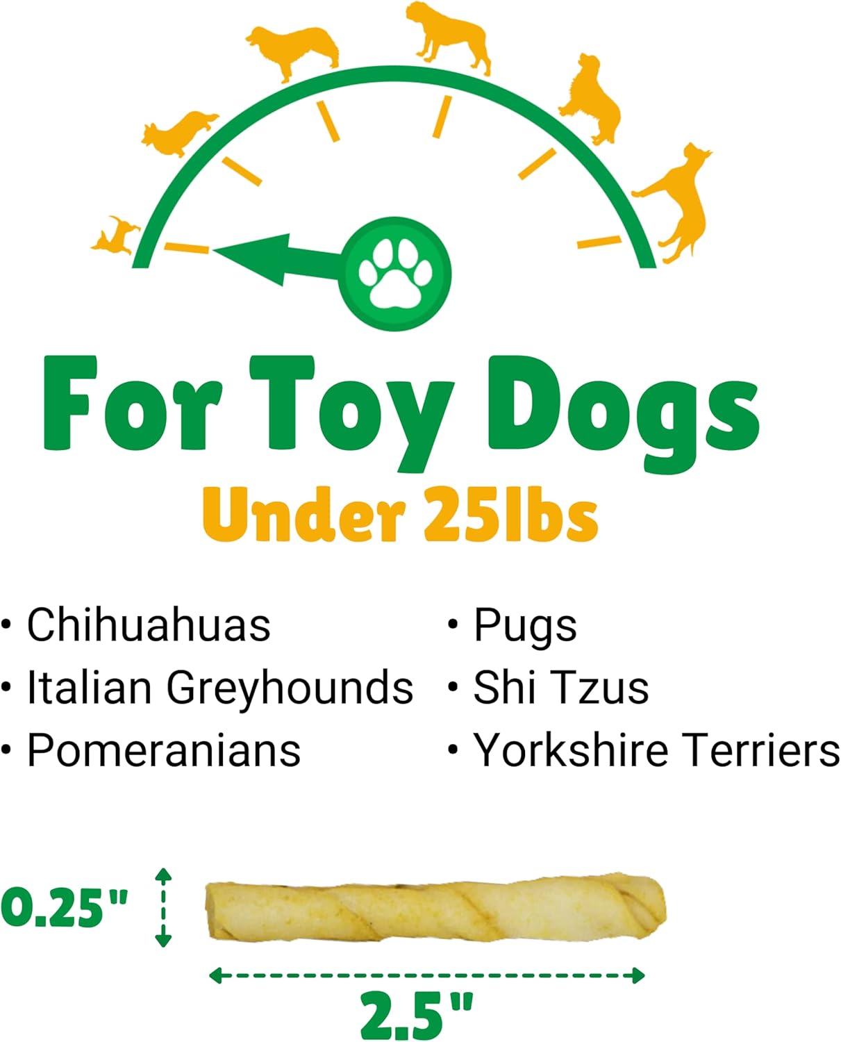 Lucky Premium Treats Chicken Basted Rawhide – All-Natural Rawhide and Beef Dog Treats for Extra Small Dogs, Gluten Free Premium Toy Breed Dog Treats (100 Chews)