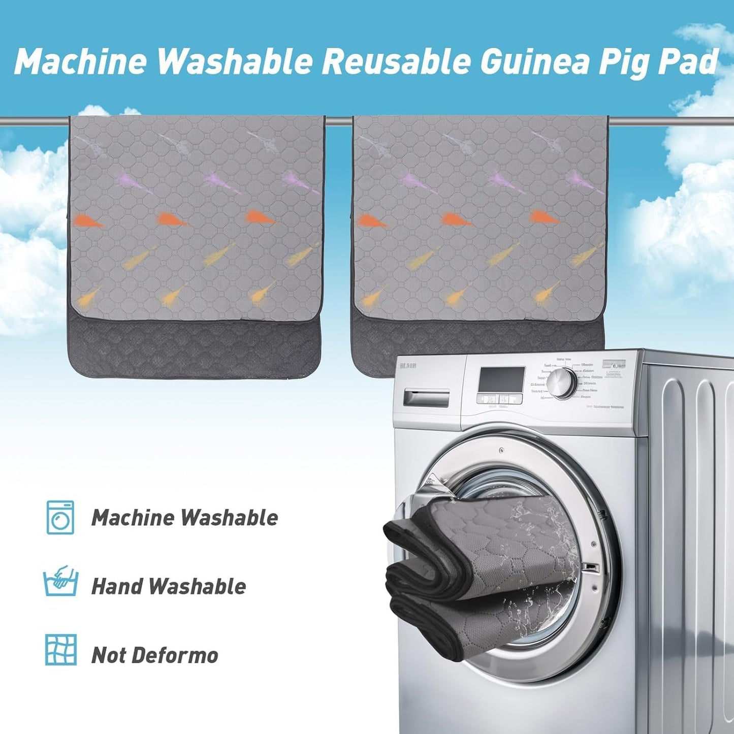 2Pcs Guinea Pig Cage Liners,Guinea Pig Fleece Cage Liners42''X42'' Super Absorbent Washable Pee Pads Reusable for Rabbit Hamster Chinchilla