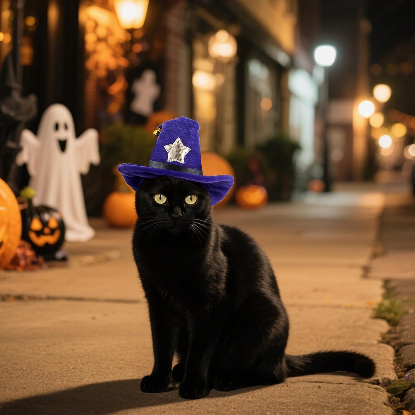 LESYPET Cat Costume Hat, Cat Wizard Hat with Bell, Dog Halloween Costume for Halloween, Christmas, Party