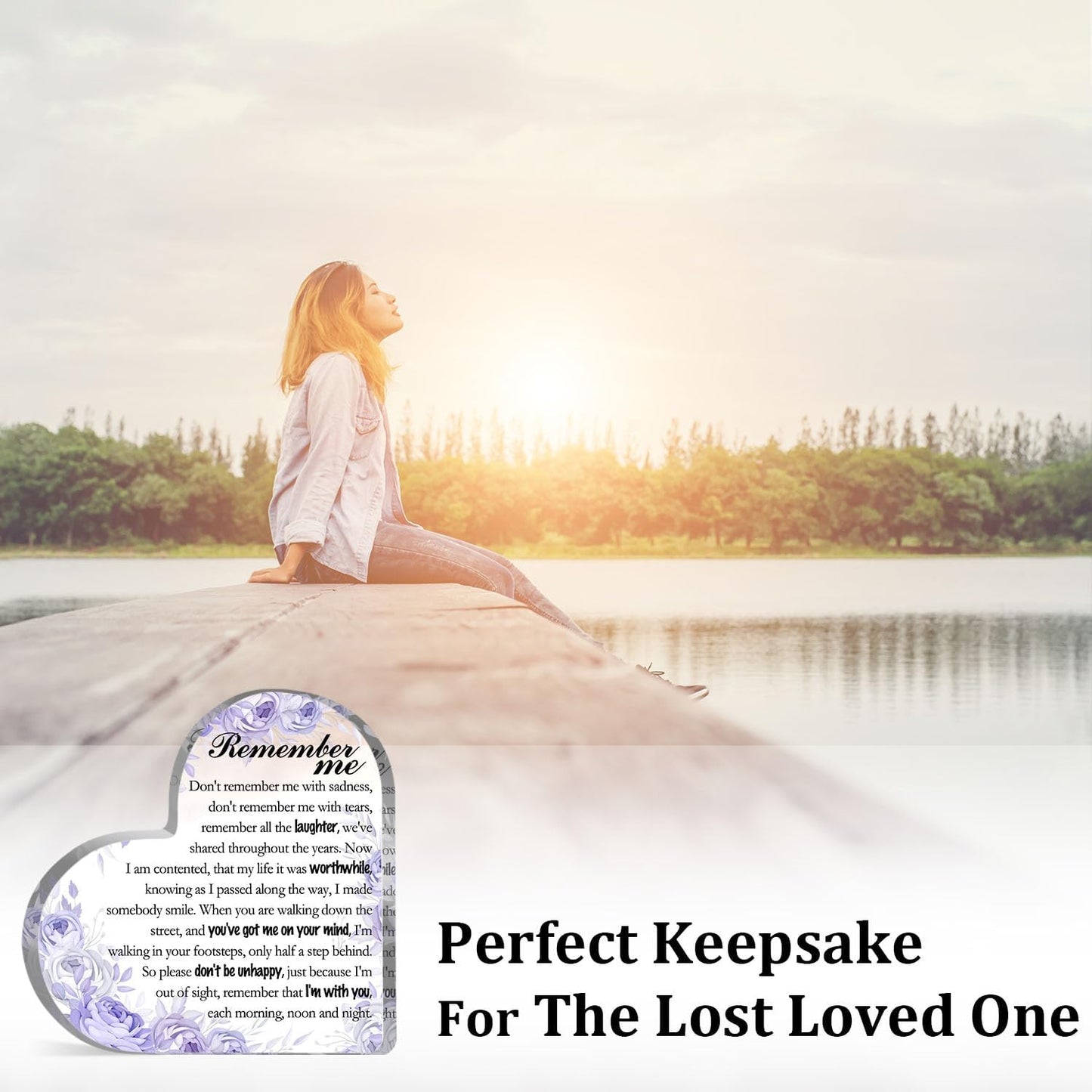 Remember Me Sign Sympathy Gifts for Loss of Loved One Bereavement Decor Sign Memorial Gifts for Loss of Mother Father Condolence Acrylic Plaque with Remembrance Quote