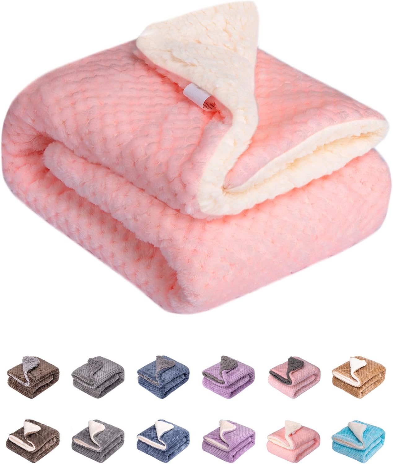 Fuzzy Dog Blanket or Cat Blanket or Pet Blanket, Warm and Soft, Plush Fleece Receiving Blankets for Dog Bed and Cat Bed, Couch, Sofa, Travel and Outdoor, Camping (Blanket (32" x 40"), DW-Baby Pink)