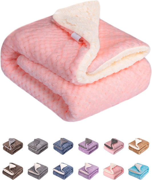 Fuzzy Dog Blanket or Cat Blanket or Pet Blanket, Warm and Soft, Plush Fleece Receiving Blankets for Dog Bed and Cat Bed, Couch, Sofa, Travel and Outdoor, Camping (Blanket (32" x 40"), DW-Baby Pink)