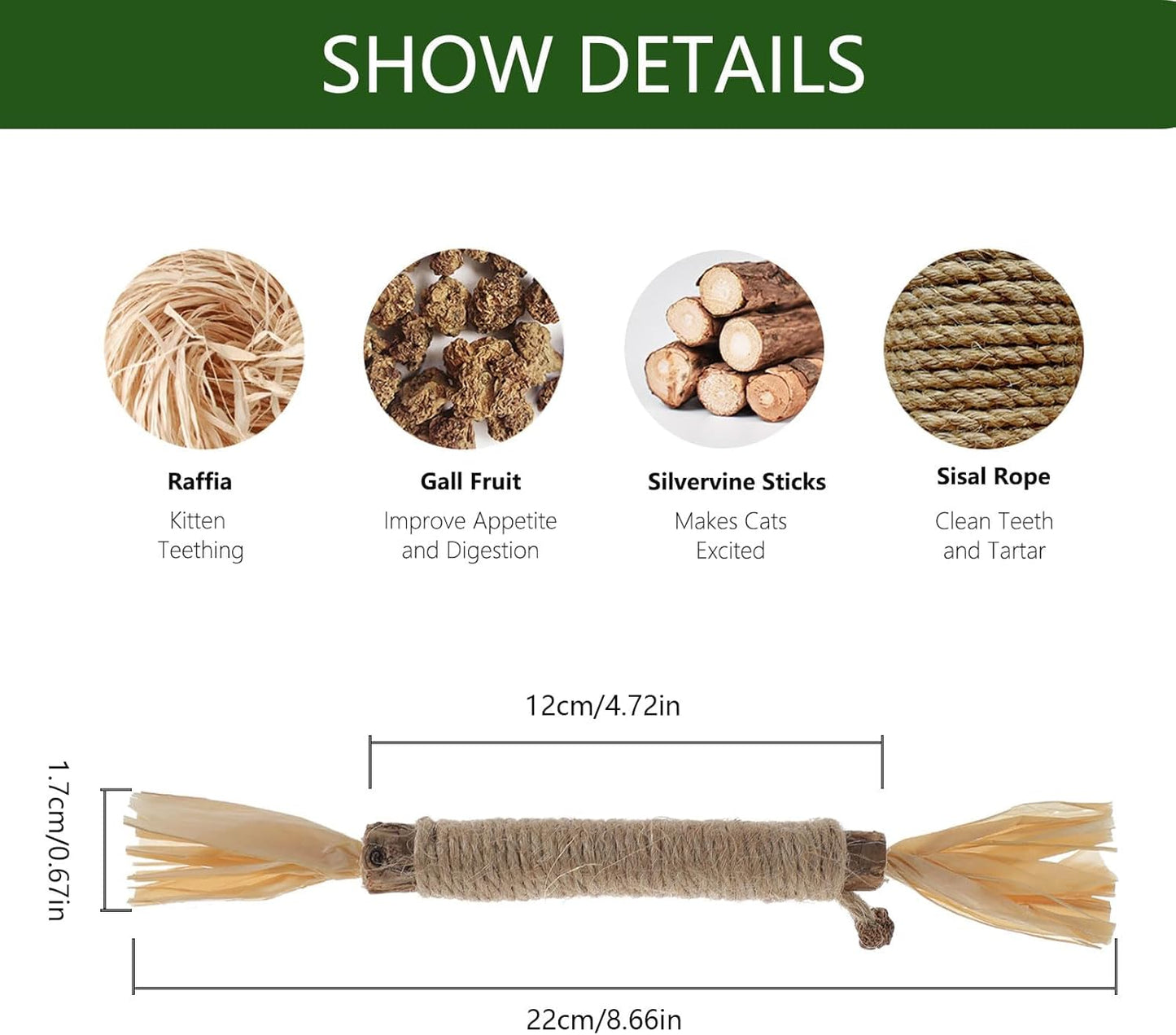 6 PCS Silvervine Sticks for Cats - Natural Cat Chew Toys for Teeth Cleaning, Kitten Teething & Aggressive Chewers