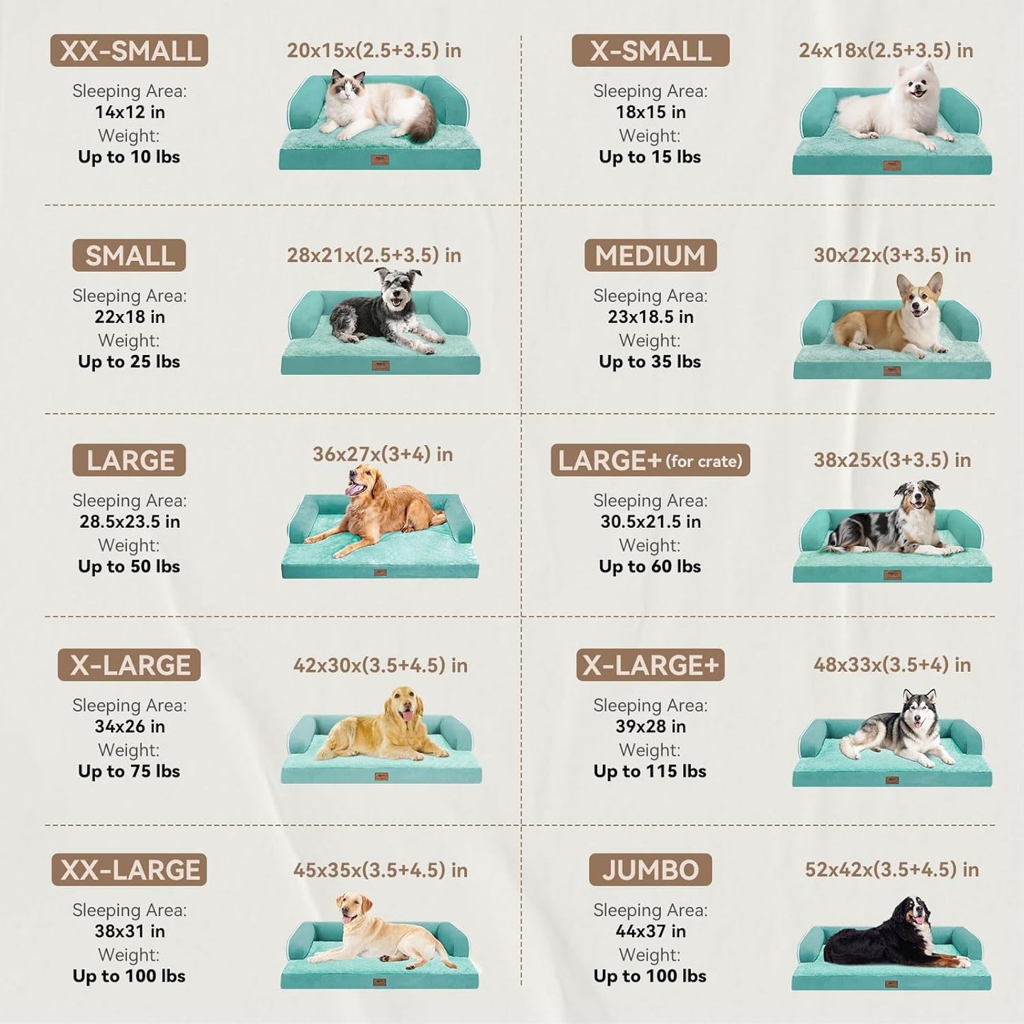 Orthopedic Large Dog Bed Washable, Orthopedic Dogs Bed with Removable Cover, XLarge XL Pet with Bolster, Washable Aqua Blue Large Dog Beds with Egg Foam for Medium Gaint Dogs