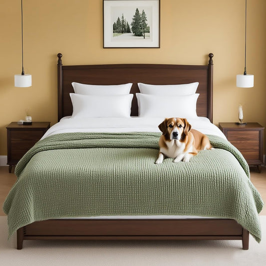 H.VERSAILTEX Plush Chenille Couch Cover for Dogs Pets Blanket for Bed Anti-Slip Soft and Durable Furniture Protector for Small Medium Large Cats Washable (52" x 82", Sage)