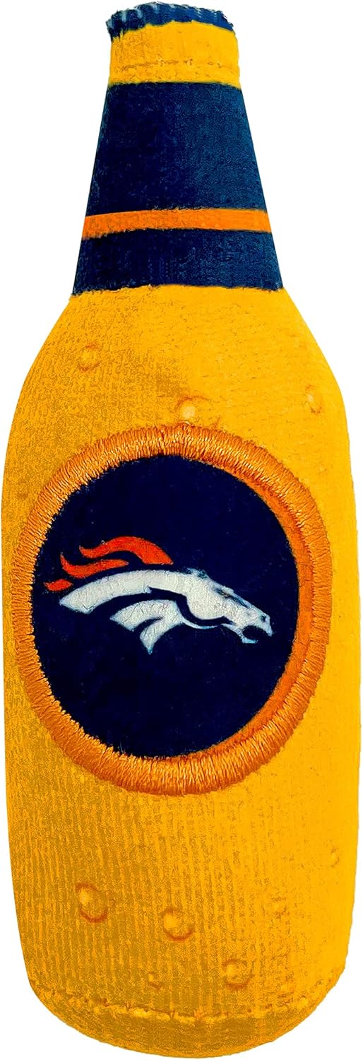 Best Plush CAT Toy - NFL Denver Broncos Complete Set of 3 Piece Cat Toys Filled with Fresh Catnip. Includes: 1 Helmet Cat Toy, 1 Football Cat Toy with Feathers & 1 Beer Bottle. Beautiful Team Logos