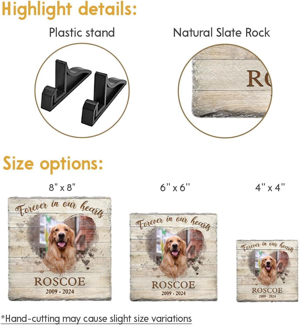 Personalized Pet Memorial Stones for Dogs - Square Headstones for Cemetery - Dog Remembrance Gifts - Memorial Plaques Engraved Forever in Our Hearts