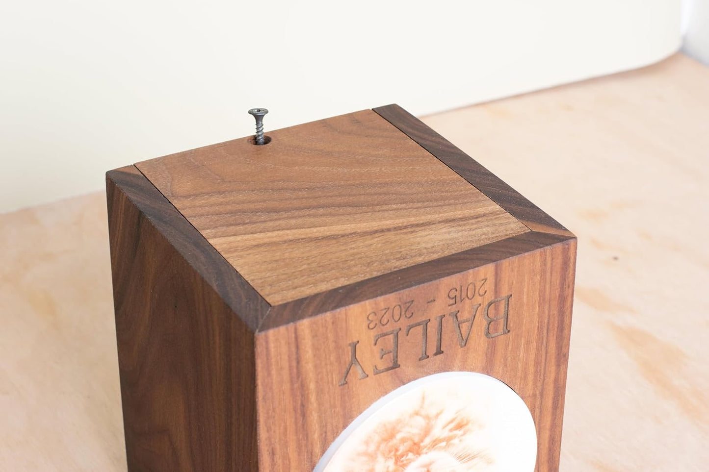 Personalized Small Urn with Name - Pet Memory Box with Photo Print
