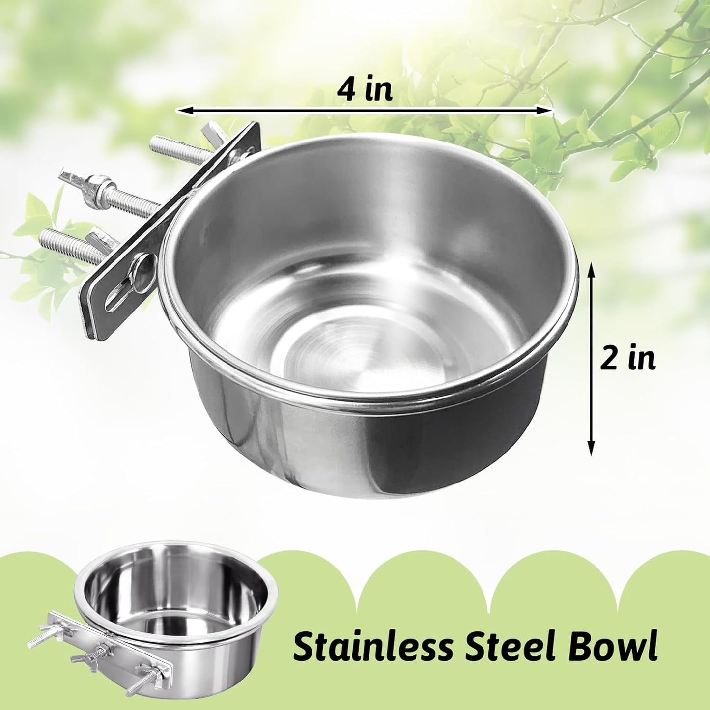 Tfwadmx 8 Pcs Bird Feeding Dish Cups,Parrot Food Bowl Clamp Holder Coop Cup Bird Cage Water Bowl for Parakeet African Greys Conure Cockatiels Lovebird Budgie Chinchilla