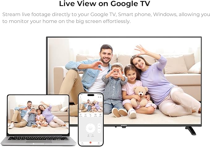 Indoor Camera for Home, 3MP Indoor Camera no Subscription Baby Monitor for Google TV Display, No Monthly Fee, 2-Way Audio, Night Vision,Human Motion Pet Detection with Free 64GB Card