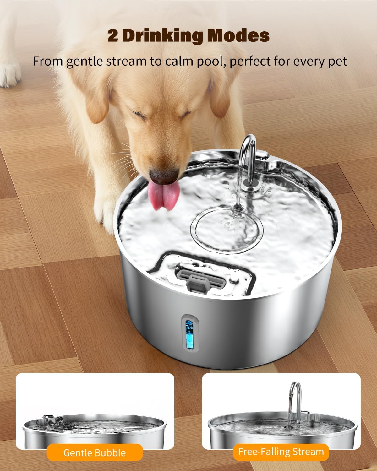 Dog Water Fountain for Large Dogs, 7L/236oz Stainless Steel Dog Water Bowl Dispenser, Automatic Pet Fountain with Ultra Quiet Pump, Large Drinking Area