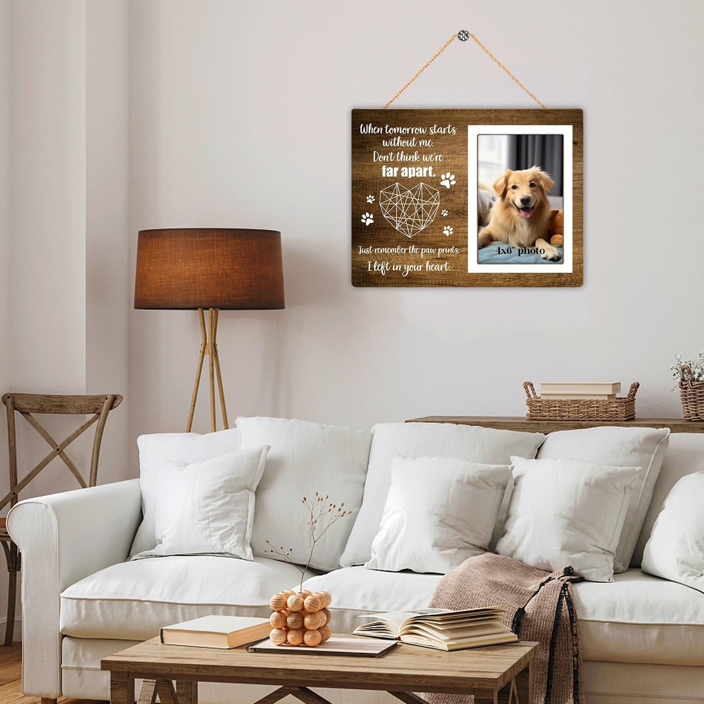 Dog Memorial Picture Frame,Pet Wooden Memorial Gifts Picture Frame for Loss of Pet Sympathy Keepsake Gifts, When Tomorrow Starts Without Me 4x6 Photo12P114