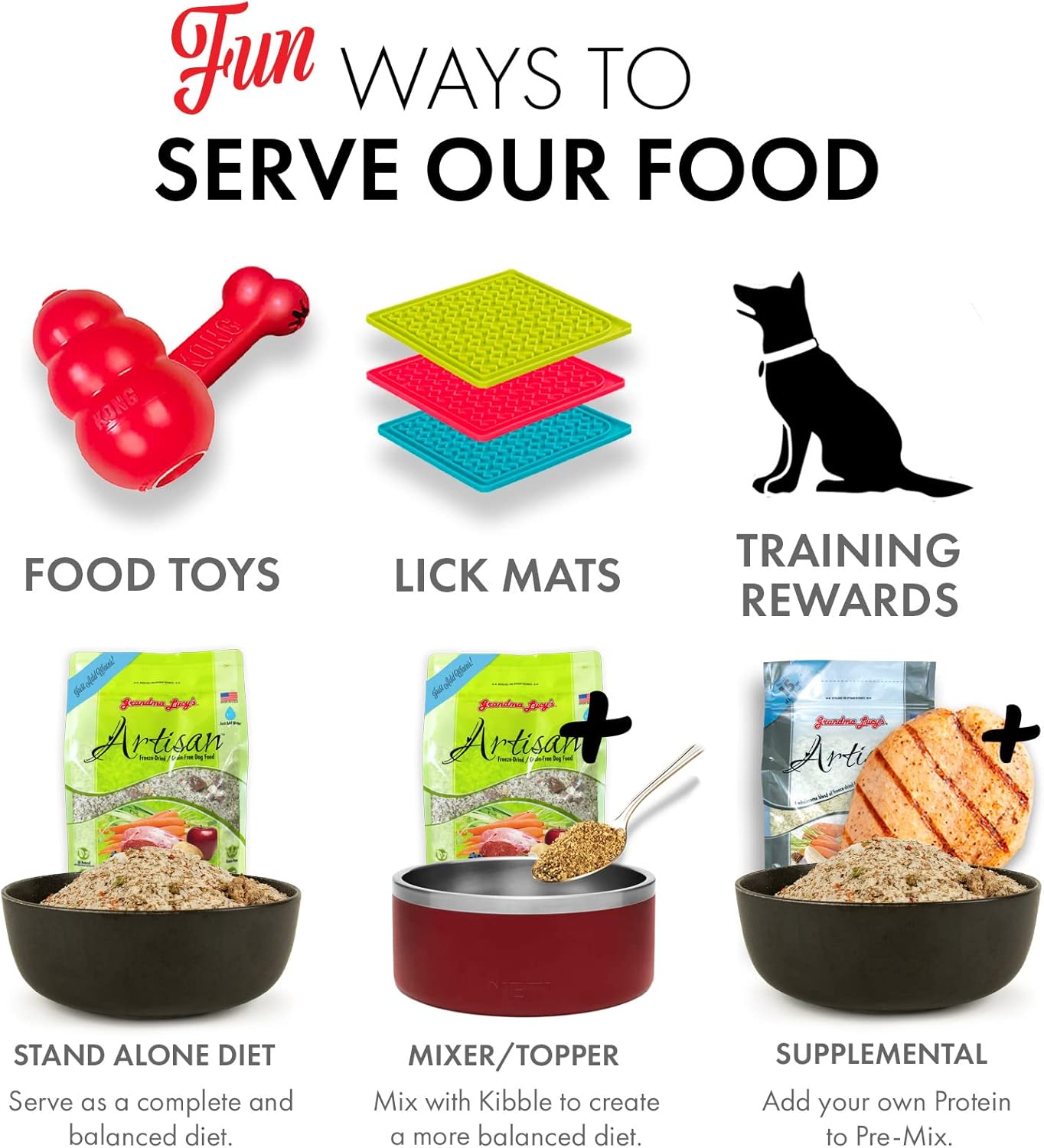 Grandma Lucy's Artisan Dog Food, Grain Free and Freeze-Dried - Artisan Lamb, 10Lb Bag