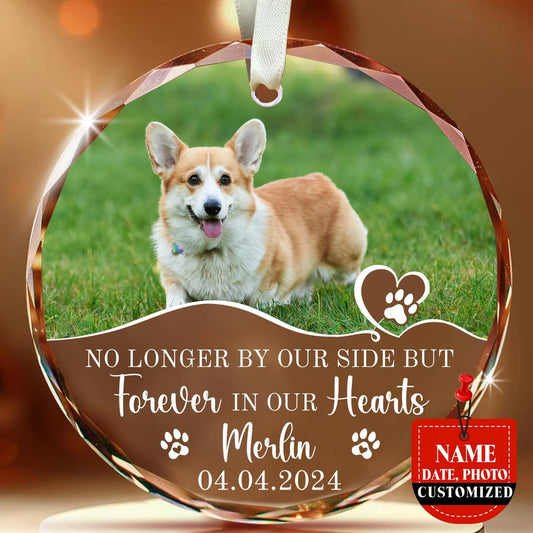 Personalized Wings Memorial Dog Christmas Ornaments - Forever in Our Hearts Acrylic Ornament for Your Loss Pet - Custom Photo, Name, Years (Glass Memorial Dog)