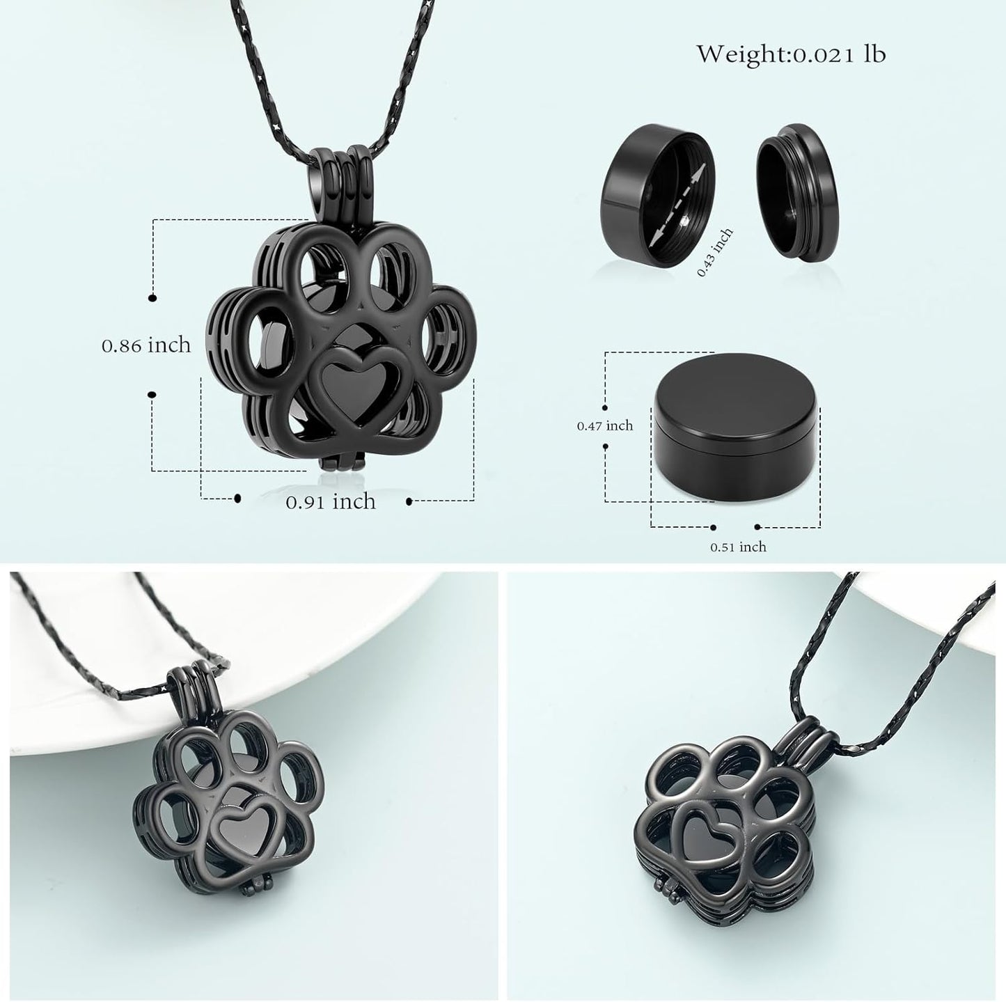 Imrsanl Pet Ashes Necklace Cremation Jewelry for Cat Dog Ashes Pendant Paw Print Urn Necklace for Women Men Keepsake Jewelry for Memorial Locket