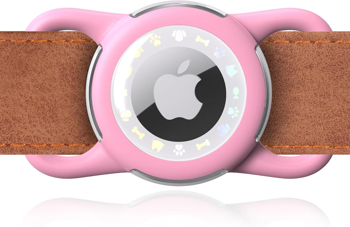 Airtag Dog Collar, Waterproof Airtag Holder for Dog Collar & Cat Collar Slicone Full Body Covered Pet Air Tag Holder (Pink, Regular)