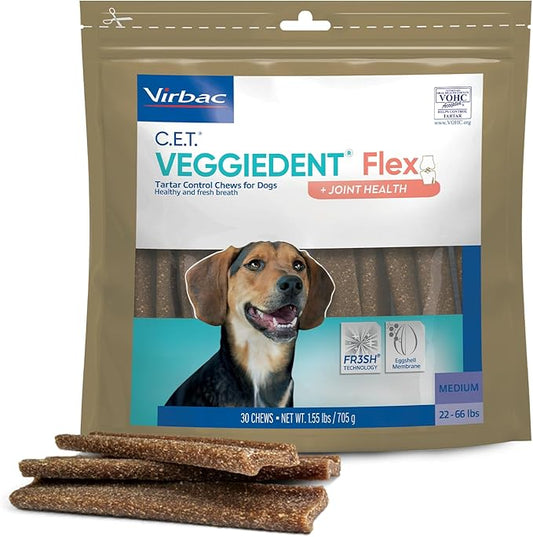 Virbac C.E.T. VEGGIEDENT Flex Tartar Control Chews for Dogs - Medium