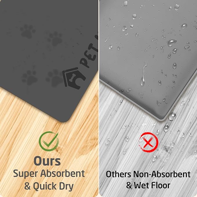 Pet Feeding Mats-Absorbent Dog Mat for Food and Water Bowl, Dog Accessories Pet Supplies, Quick Dry No Stains Water Dispenser Mat for Pet, Non-Slip Bowl mat for Messy Drinkers (Pet Home, 12"x19")