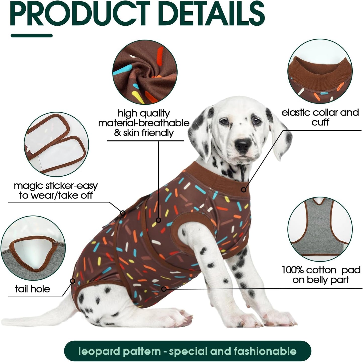 Kuoser Dog Recovery Suit for Post-Surgery Care, Spay Neuter Bodysuit for Female & Male Dogs, Anti-Licking Surgical Onesie, Snug Fit for Abdominal Wound Protection & Skin Healing, Brown XL