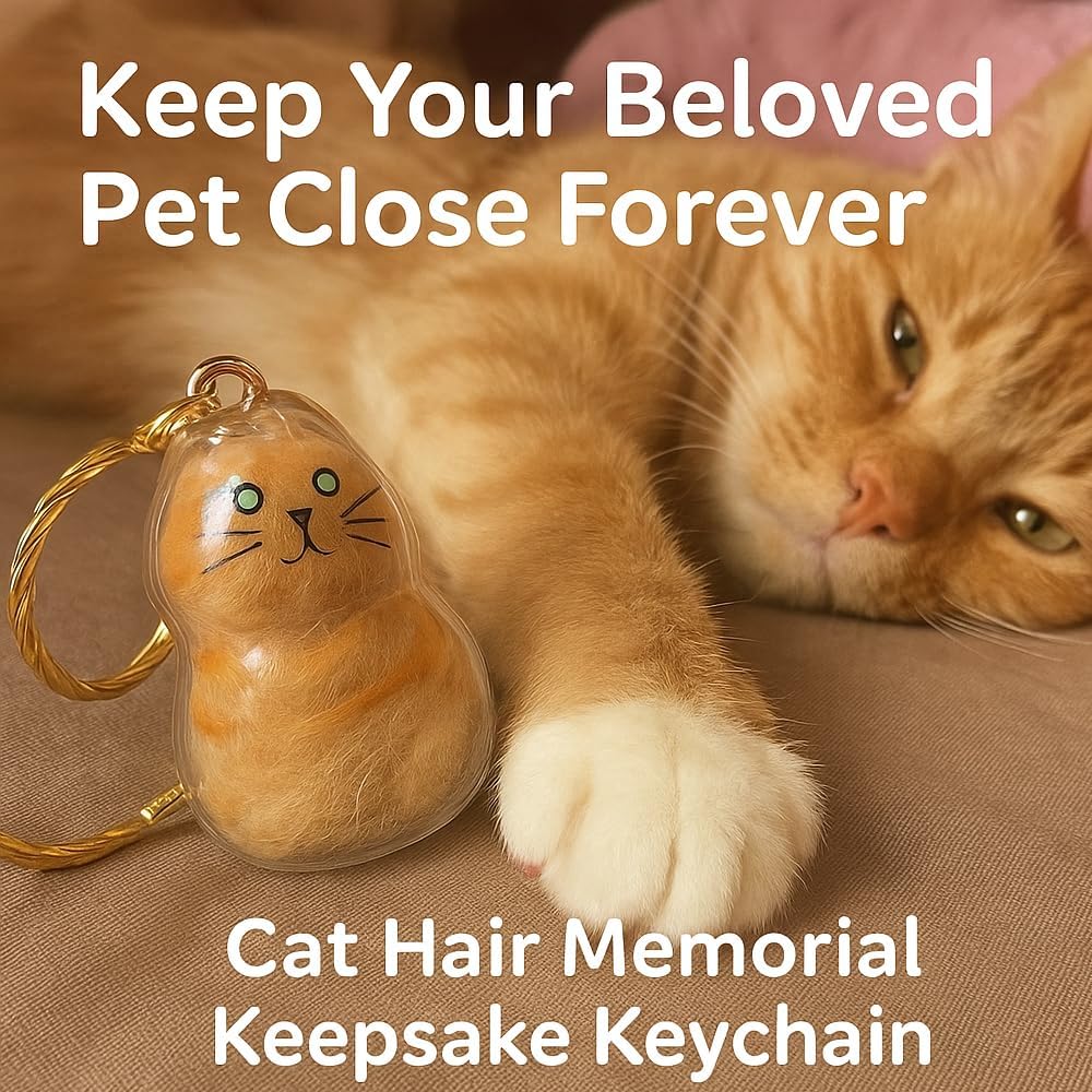 Cat Hair Storage Keychain – Memorial Gift for Pet Lovers, Transparent Cat Hair Storage Bottle Pendant