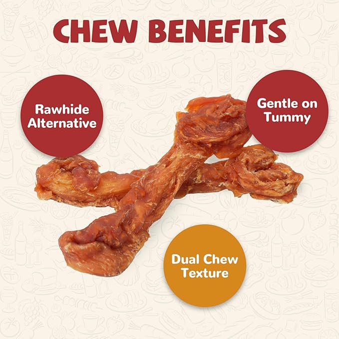 Turkey Dog Treats – Long Lasting Chew Sticks with Beef Tendon, Healthy Bones for Large Dogs (36g/Stick, 2 Counts)