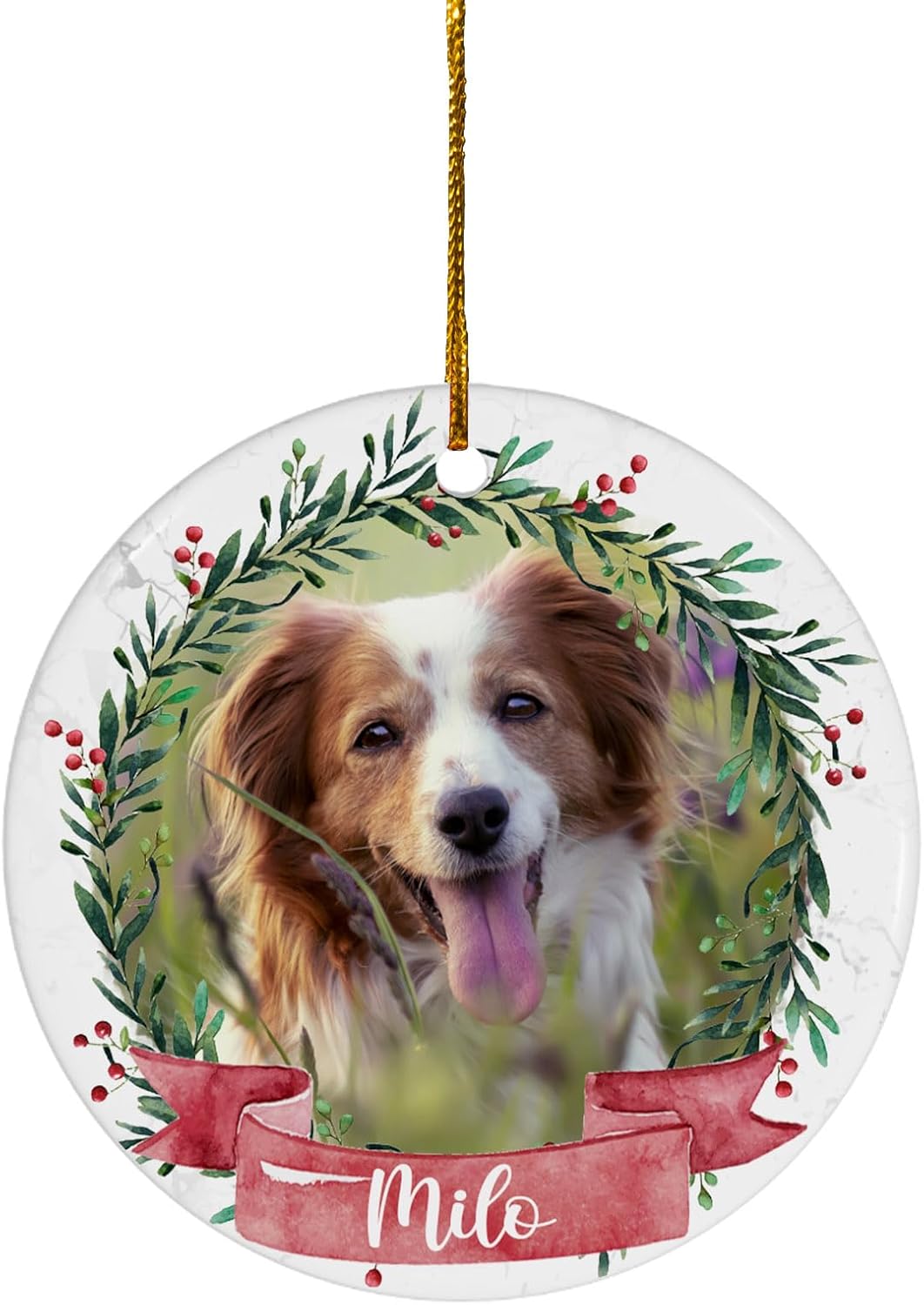 FLOCHIL Personalized Dog Christmas Ornaments, Custom Photo Name for Christmas Trees, Dog First Christmas Ornaments, Best Gifts for Pet Lovers