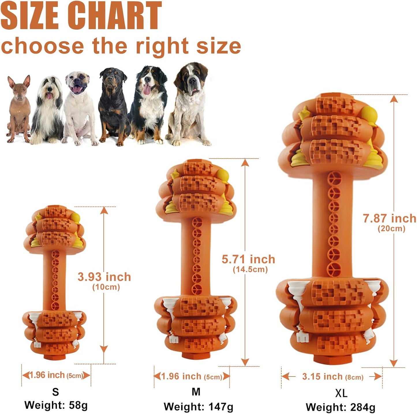 Dog Chew Toys for Aggressive Chewers,Food Grade Non-Toxic Dental Pet Toy,Tough Durable Indestructible Dog Toys for Medium Large Dogs.Orange