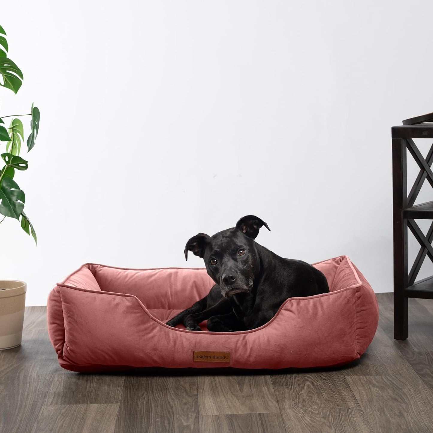Modern Threads Luxury Dog Bed - Comfortable Tufted Velvet Cushion for Small to Large Dogs - Machine Washable - Durable & Cute Sleep Space for Pets - Pamper Your Pet with Cozy Beds - Rosewood