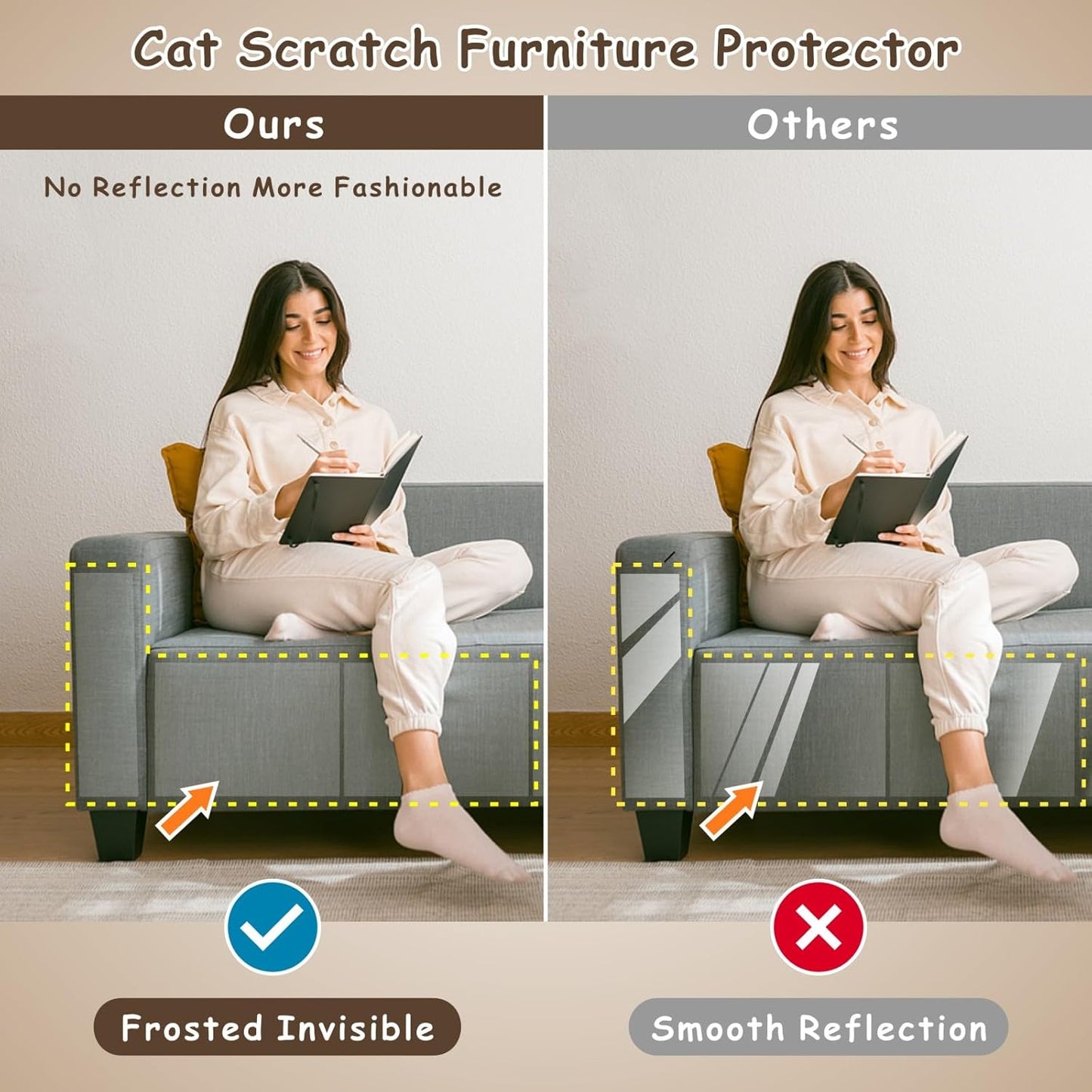 Anti Cat Scratch Furniture Protector, 12-Pack Couch Shield, Heavy-Duty Scratching Deterrent for Sofa Corners, Walls, Doors (20)
