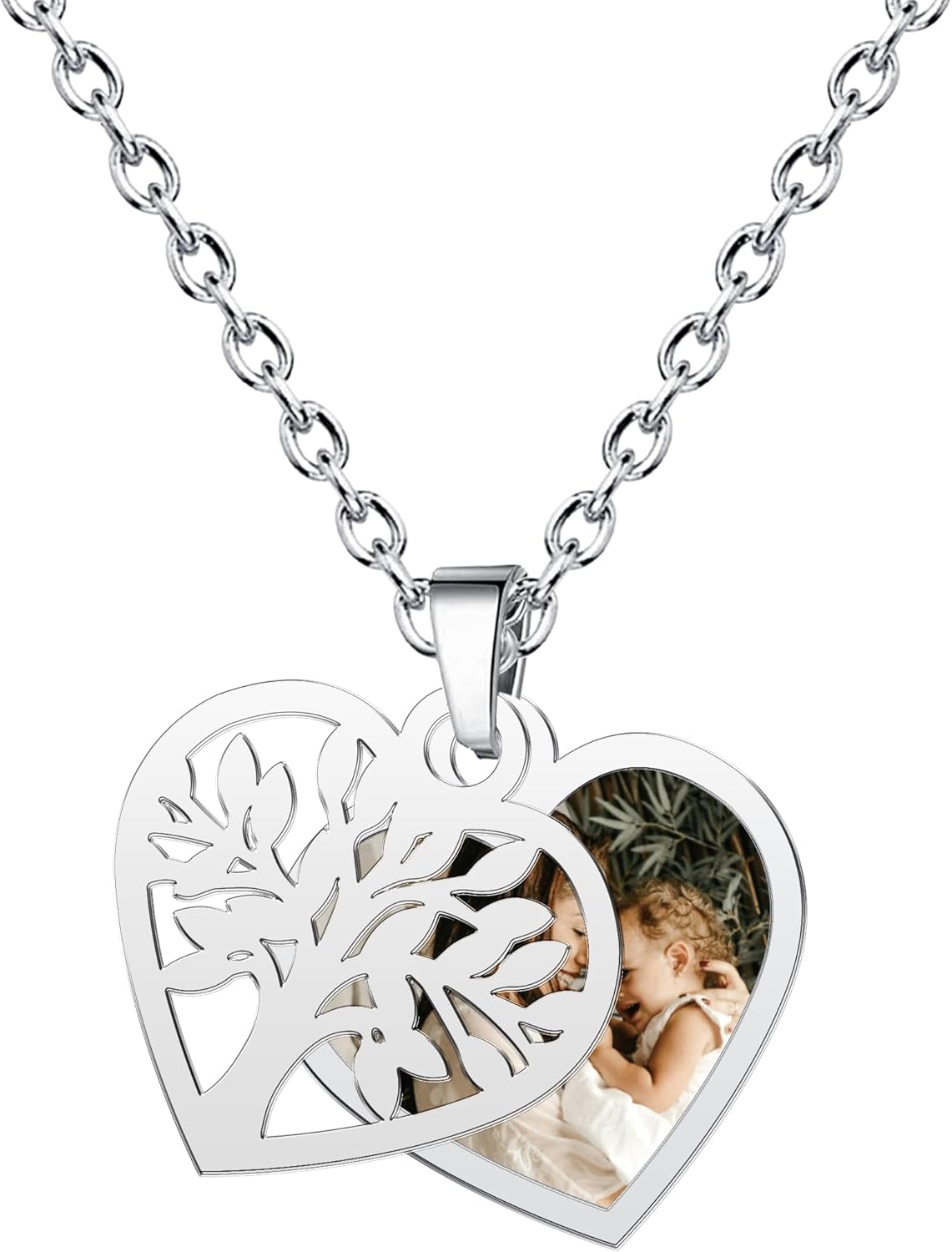 CharmSStory Personalized Photo Necklaces Custom Engraved Name Necklace Memory Keepsake Picture Necklace Pendant Customized Gifts for Women Men