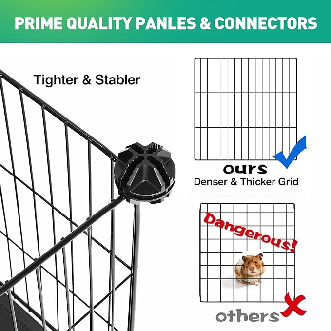 41 Panels Pet Playpen, 35.4" L x 23.6" W x 23.6" H Small Animal Playpen with 2 Doors, C&C Cage for Guinea Pigs,Rabbit,Bunny,Hedgehogs, Puppy Play Pen Indoor Outdoor, Two-Story Chicken Play Pen