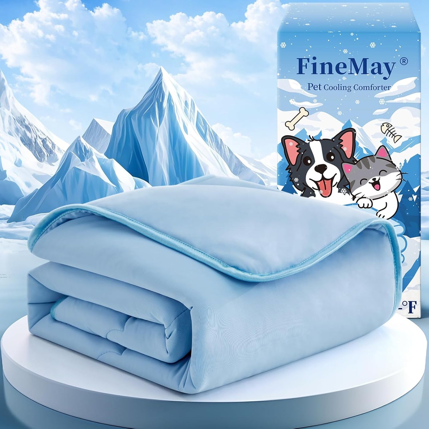 Cooling Blanket for Dogs, Lightweight & Durable Dog Cooling Mat, Q-MAX>0.45 Soft Breathable Pets Comforter for Couch, Bed & Car Essential - Light Blue 25x40 Inches