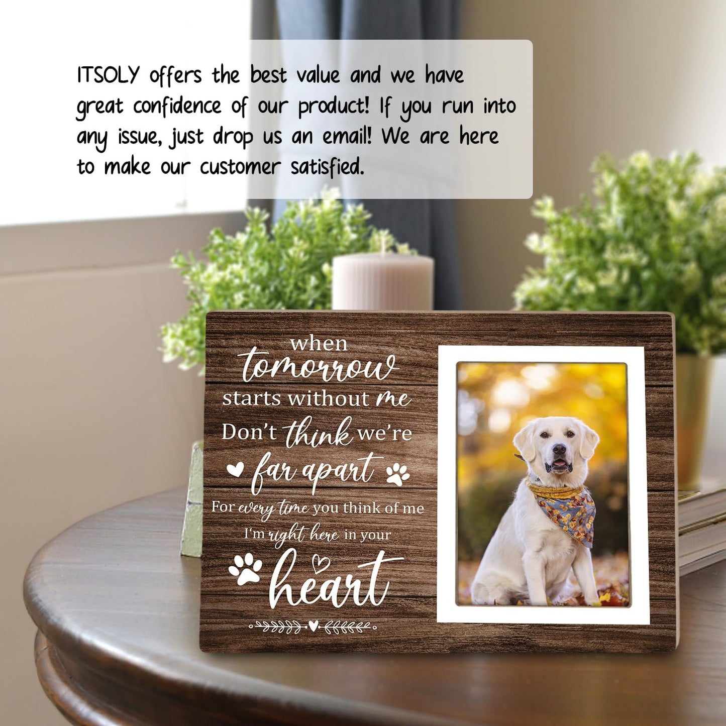 Pet Memorial Picture Frame, Pet Dog Memorial Picture Frame, Pet Cat Photo Frame, Photo Frame Gift for Dog Owners Sympathy for Loss of Pets Photo 4x6Inch12P039