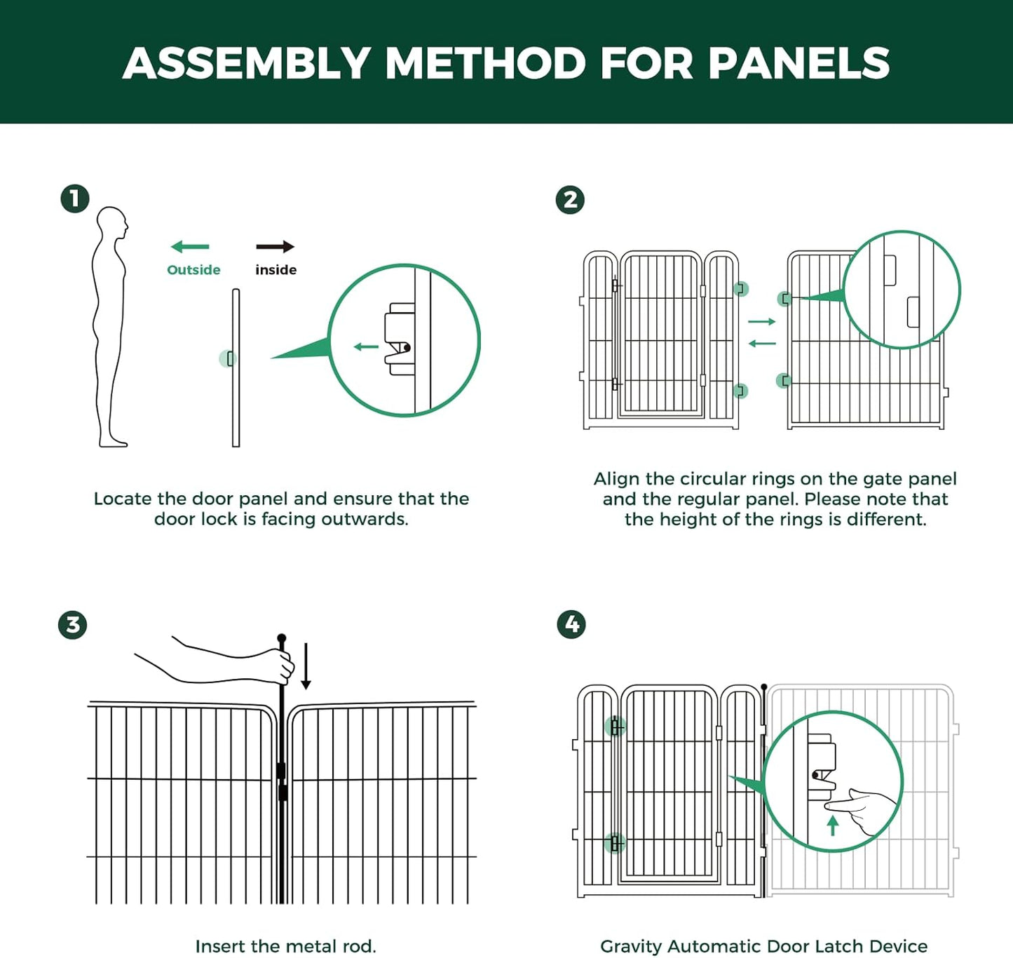 FXW Dog Gate Extra Wide Designed for Indoor Use, Adjustable Width Up to 219-inch Wide (32" H 8 Wire Panels for Small and Medium Dogs), Black