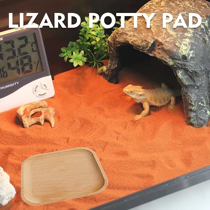1 Pcs Leopard Gecko Potty Pad,Crested Gecko Potty Latrine，Leopard Gecko Tray，Reptile Litter Box，Portable Gecko Tank Accessories(Beech)